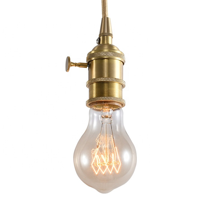 A60 110V 220V E27 40W Vintage Edison Incandescent Light Brass Glass Clear Amber Bulbs