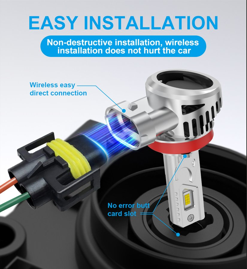 H11 LED Fog Light Bulbs 70W Waterproof - Dust &amp; Fog Penetration System