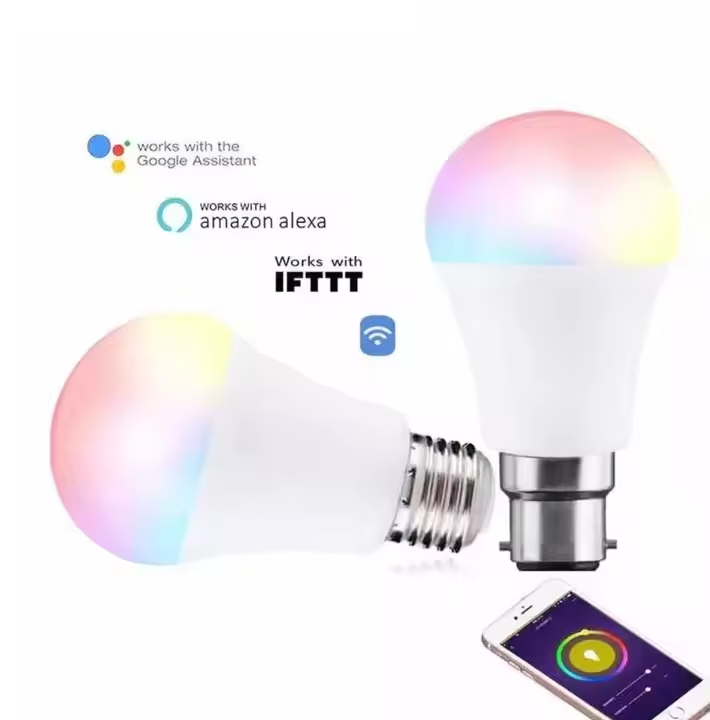 A60 Smart RGB Cw LED Bulb Tuya for Bluetooth E26/E27 9-15W Dimmable Color Changing Light WiFi Supports Alexa Google Smart Life