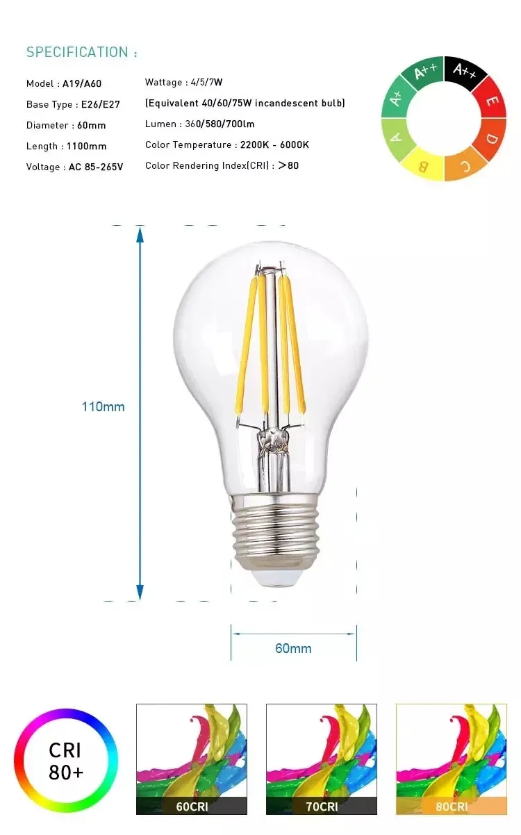Filament LED Light Bulb Specification