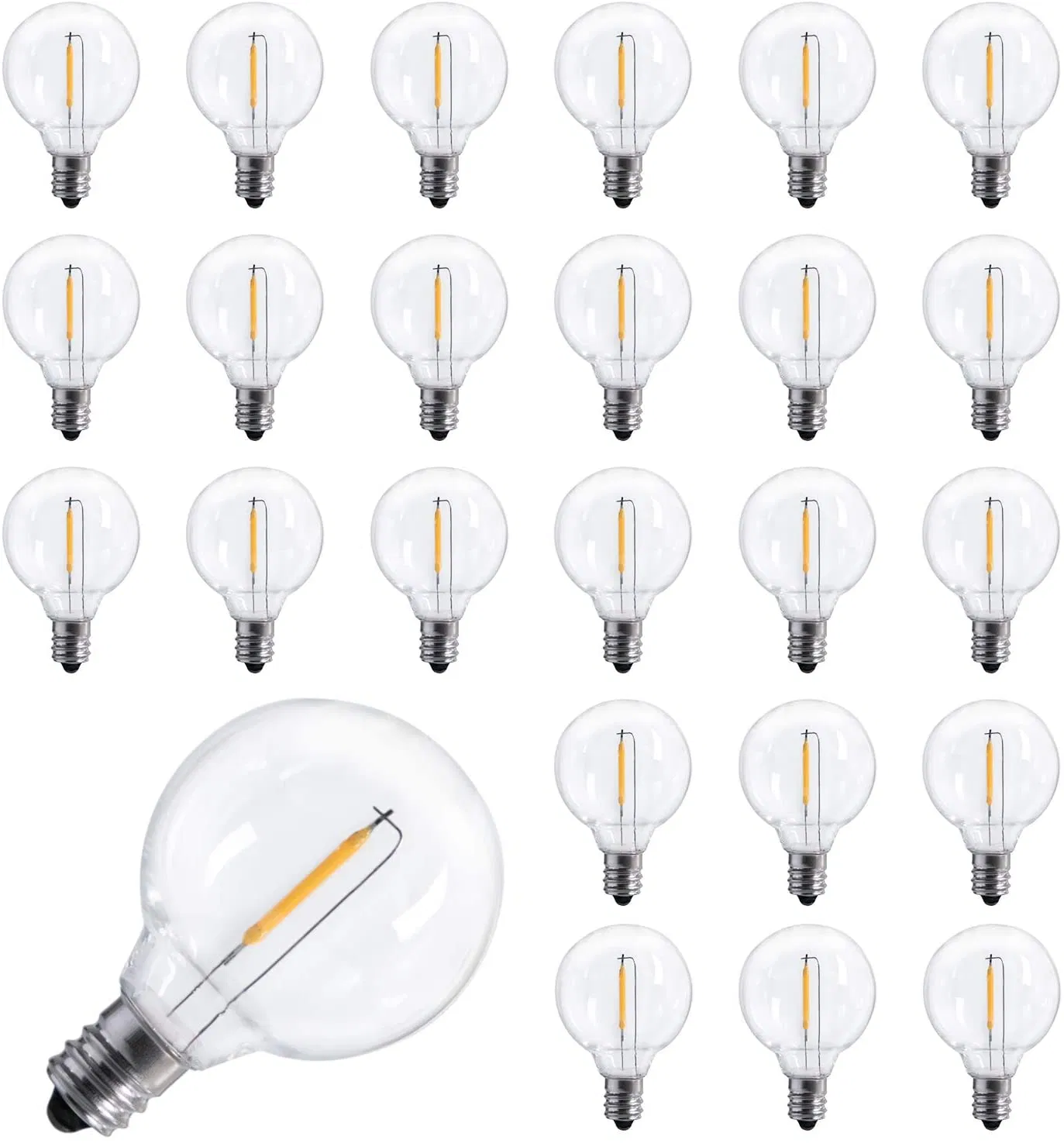 25 Pack Plastic G40 Globe Replacement LED Edison Bulbs