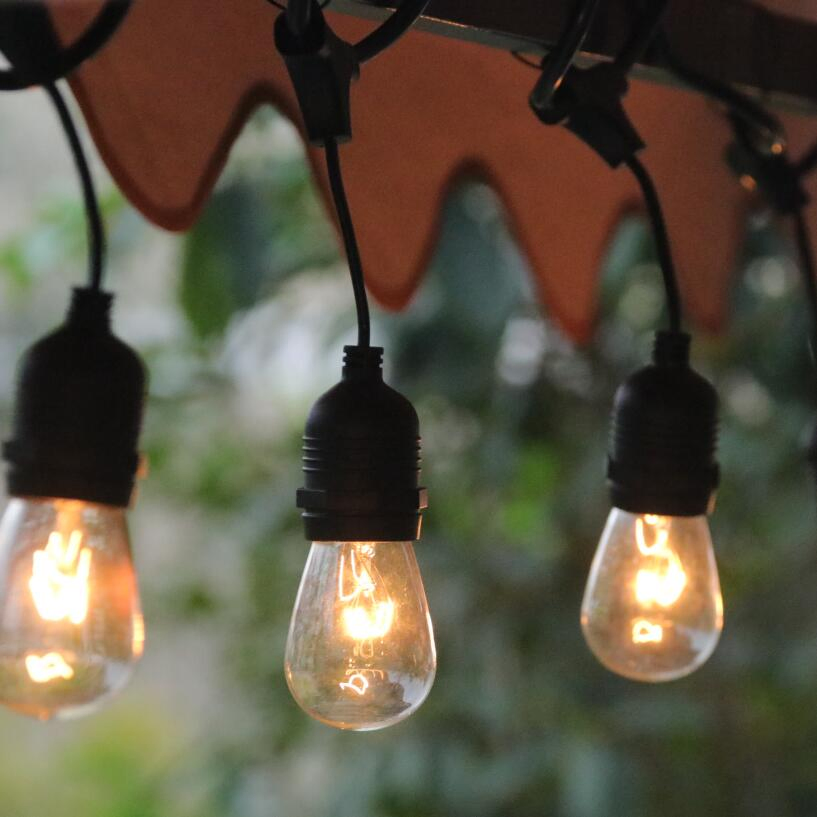 Luces De Navidad Wedding Clear Wire 15m E27 S14 LED Bulb Waterproof Bar Patio Garden Outdoor Cafe LED Festoon String Light