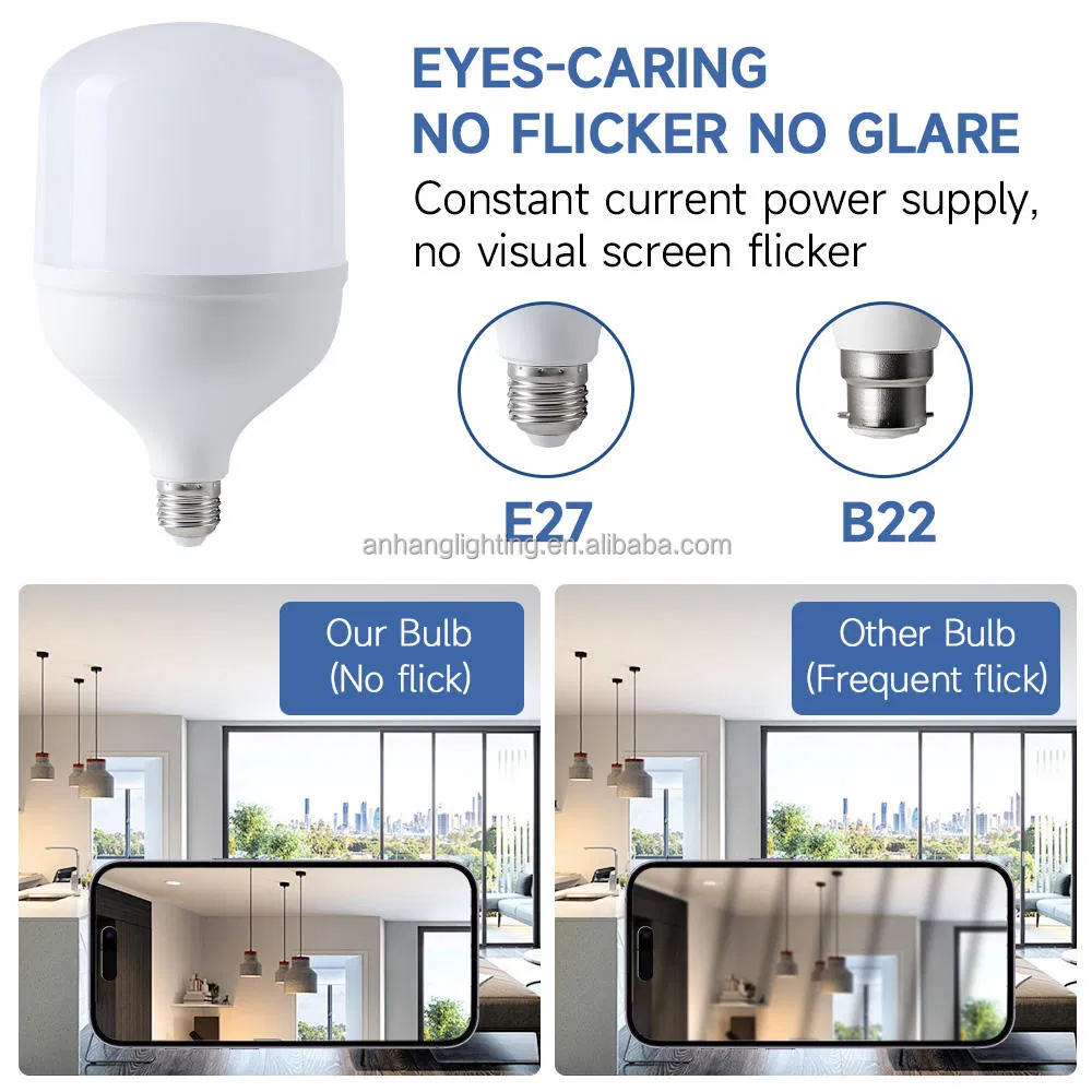 Phulal High Power New LED T Shape Bulb 5W-60W Die Casting Aluminum E27 B22 SKD China LED Bulbs Manufacturer LED Bulb