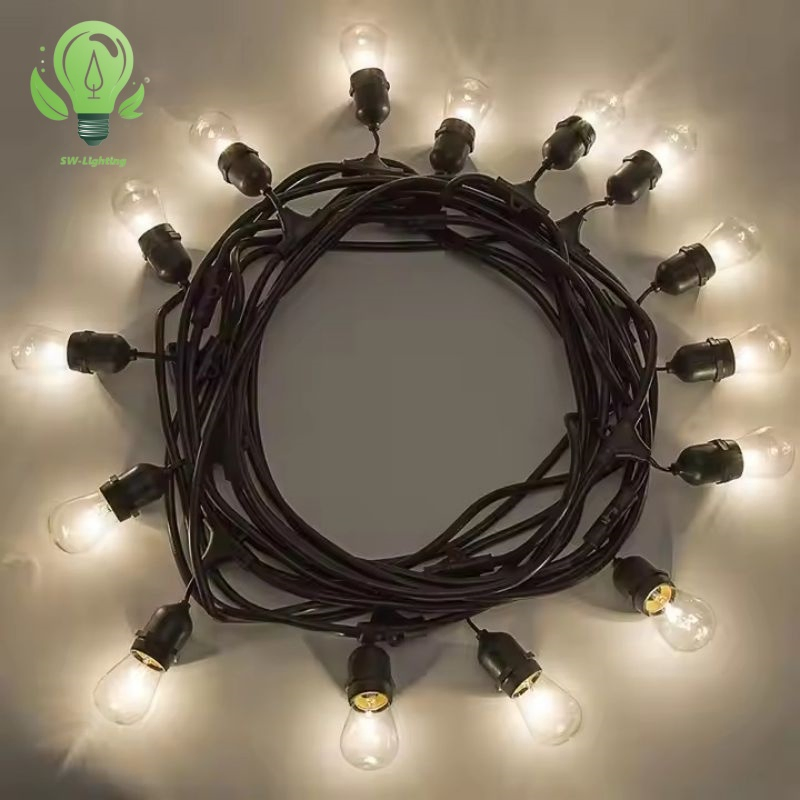Incandescent LED Christmas Lamp C7 S14 E12 String Light Sets 12 Inch Spacing Faceted Bulbs