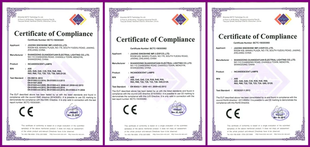 CE RoHS Certifications