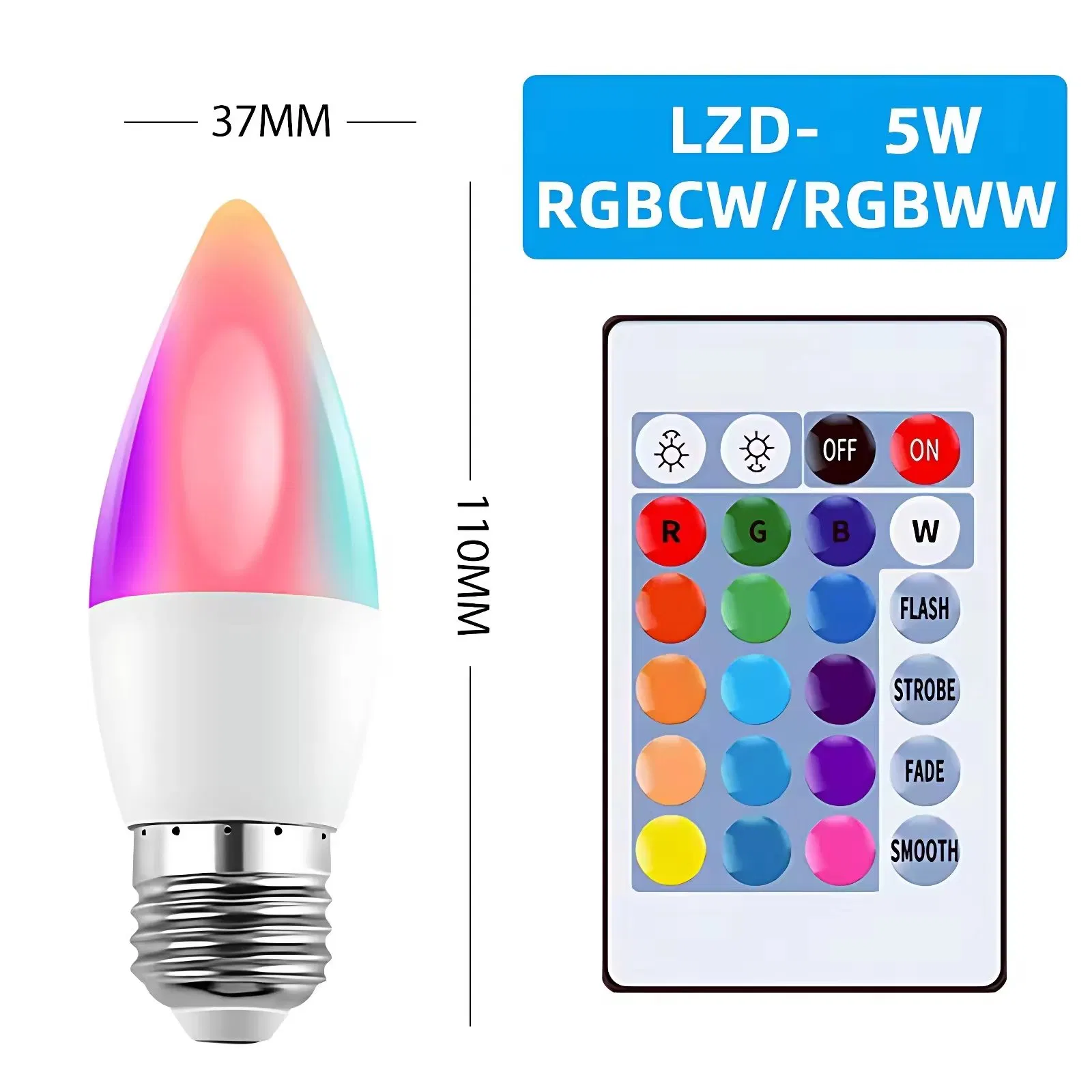 110V 220V 5W RGBW Smart LED Bulb Color Changing 16 Million E12 E14 E26 E27 Remote Control Night Light Eye-Caring RGB LED Bulb