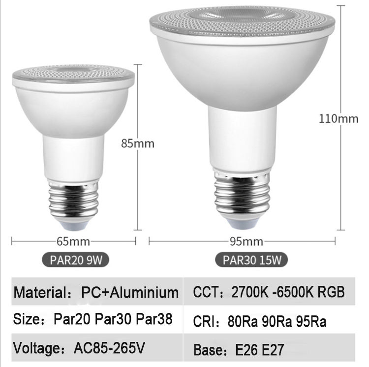 Cool White Dimmable E27 8W LED PAR Bulb