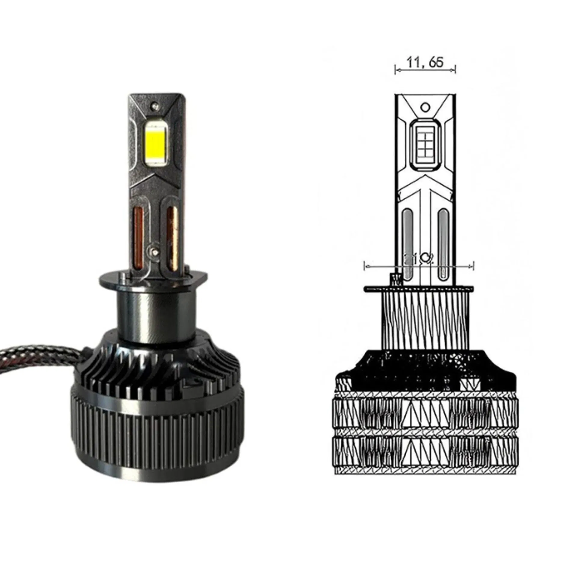 H1/H4/H7/H11 Car LED Bulbs with 82W, 6650lm, 6500K Cool White, 6063 Aluminum, Fan Design