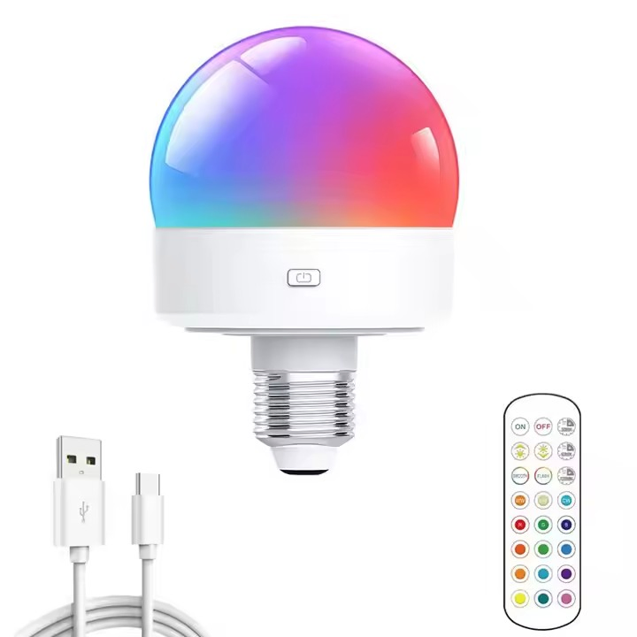 Magnetic LED Light E26 E27 3.5W Colorful RGB Dimming LED Light Remote Control Bulb
