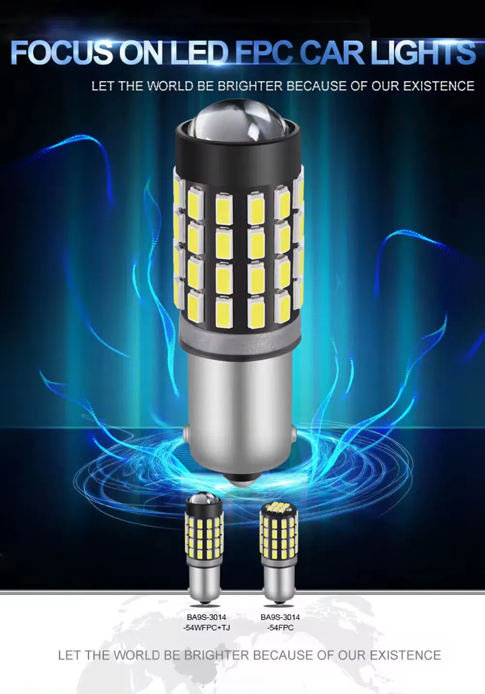Factory T10 LED Light Ba9s LED Bulbs for Small Auto Car Reverse Parking Lamp 6000K 7000K Cool White 12-24V 3014chip 54SMD
