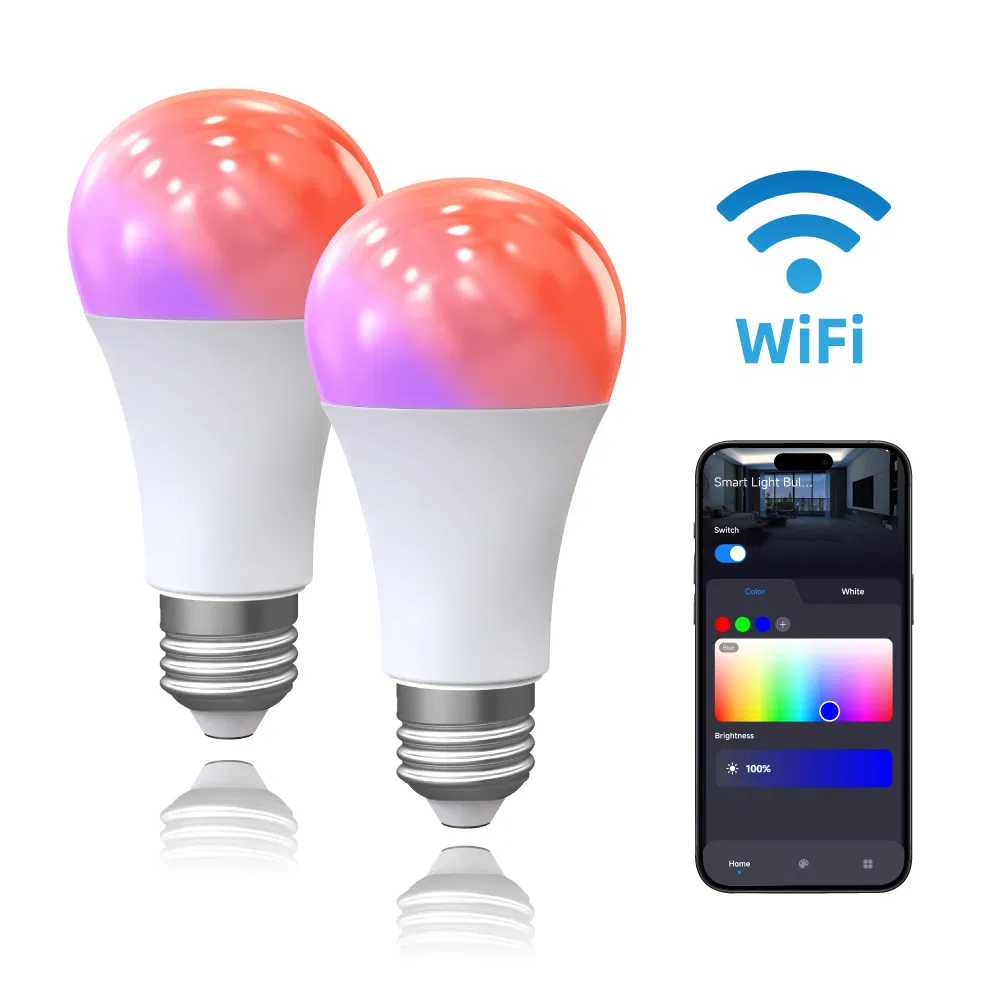 WiFi 9W Smart LED Light Bulb Rgbcw E27/E26/B22 Smart Living Control Bulb