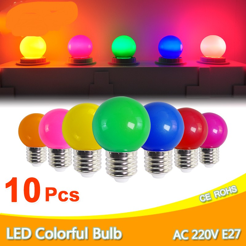 10PCS LED Bulb Lamp Bomlillas E27 Colorful LED Light Lampada Ampoule 3W AC 220V SMD 2835 Flashlight G45 Globe Bulbs Home Decor