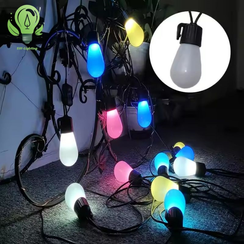 Incandescent LED Christmas Lamp C7 S14 E12 String Light Sets 12 Inch Spacing Faceted Bulbs