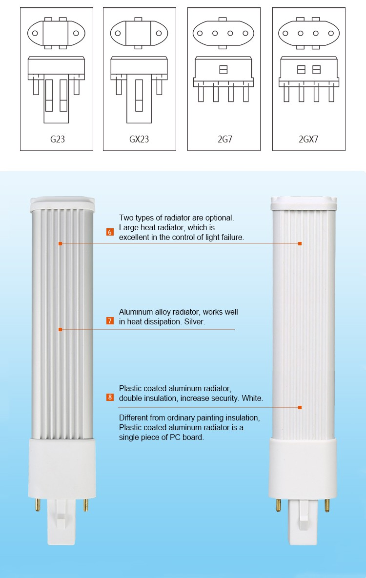 LED G23 G24D Plug Tube Light Bulb 8W Replace PLC CFL Lamp