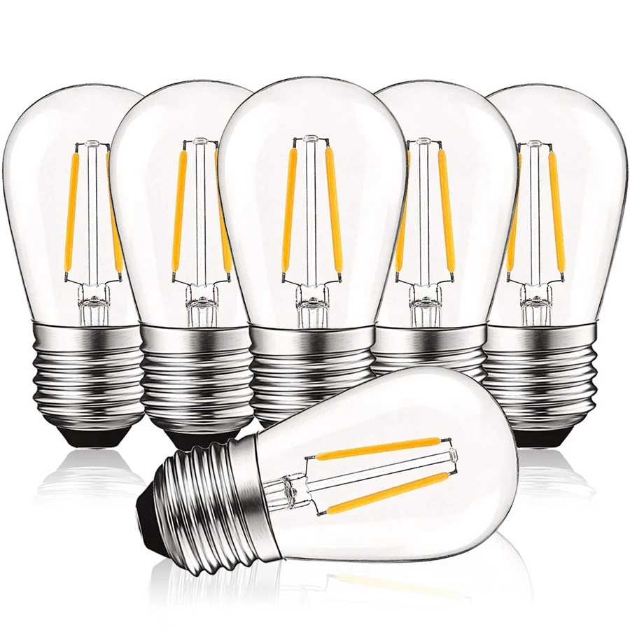 S14 2W LED Edison Light Bulbs E27 Waterproof Vintage LED Bulb for String Light Replacement