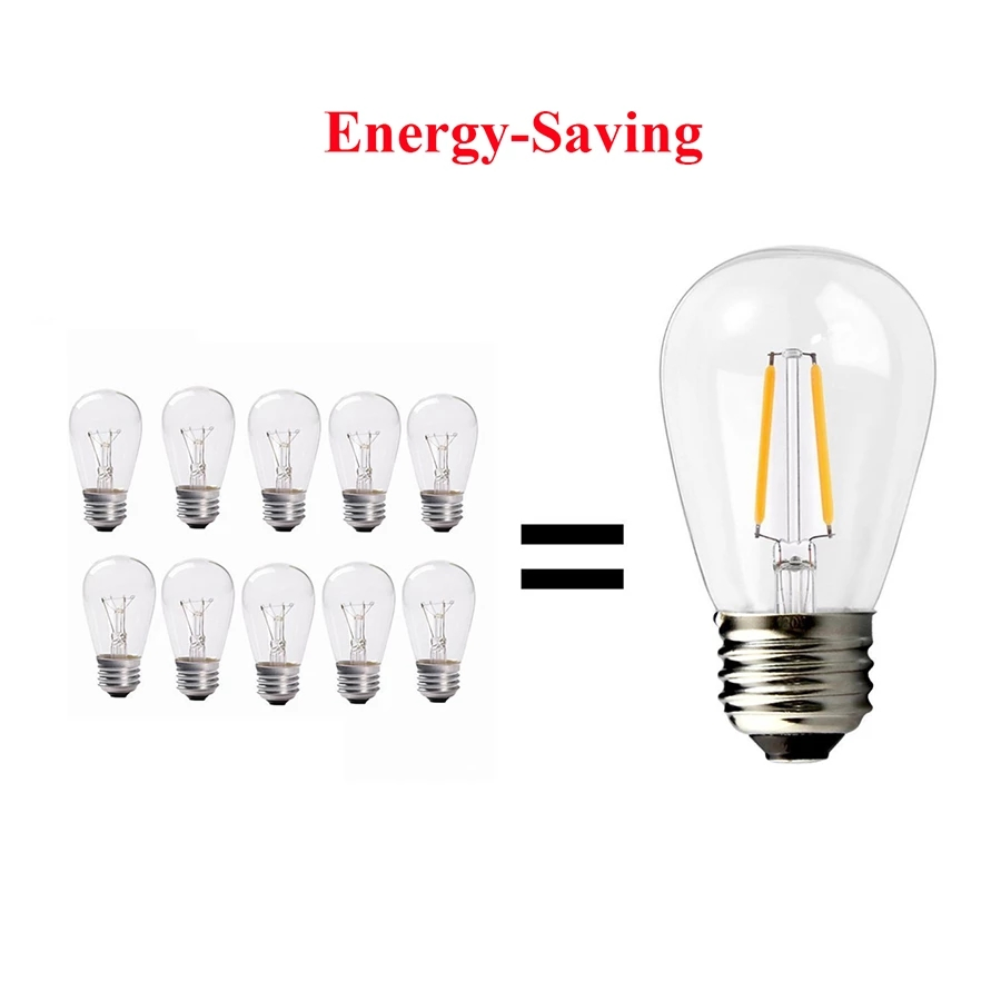 S14 2W LED Edison Light Bulbs E27 Waterproof Vintage LED Bulb for String Light Replacement