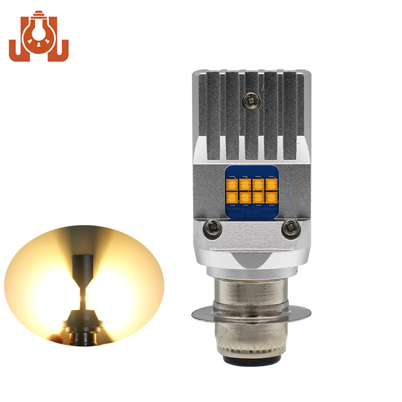 Motorcycle Headlight P15D LED Bulb Warm White High Low Beam Replacement for ATV Moped Scooter