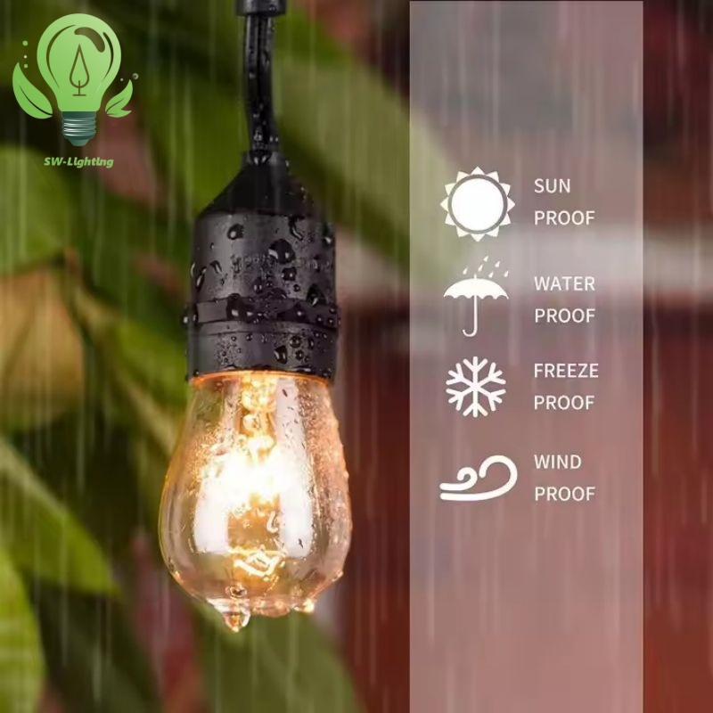 Incandescent LED Christmas Lamp C7 S14 E12 String Light Sets 12 Inch Spacing Faceted Bulbs