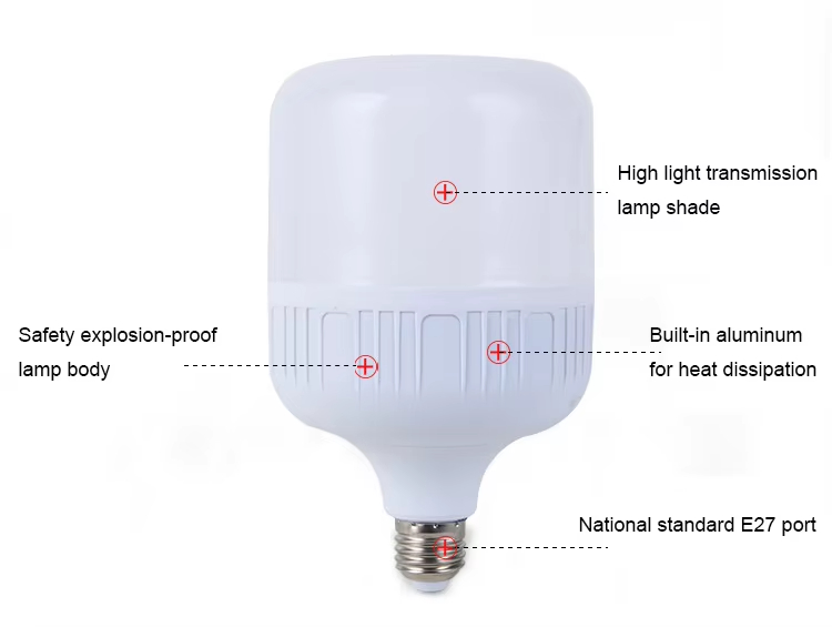 High Quality 220V/110V B22 E27 Base 20W 30W 50W 60W LED Lamp T Shape LED Bulb Light