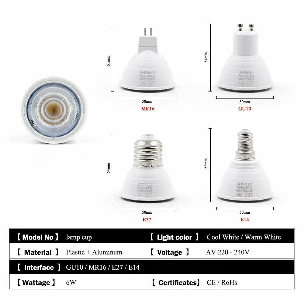 Smart AC85-265V IC Flicker-Free Power Solution LED MR16 GU10 Bulb 7W