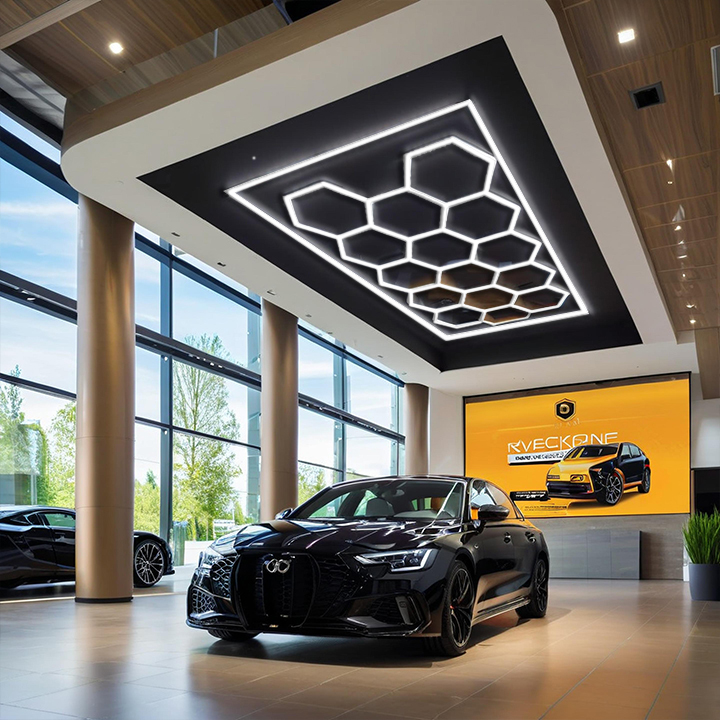 Factory Sold Commercial Grade Honeycomb Hexagon LED Lights Ideal for Workshop Garage and Car Detailing Shop Lighting