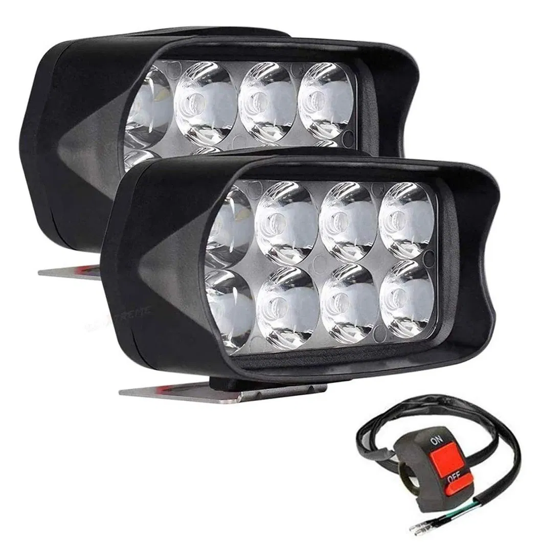 Ebike Motorcycle Headlight Motorbike Spot Head Light 8 12 16 LED Scooter ATV Motor Auxiliary Driving Work Lamp