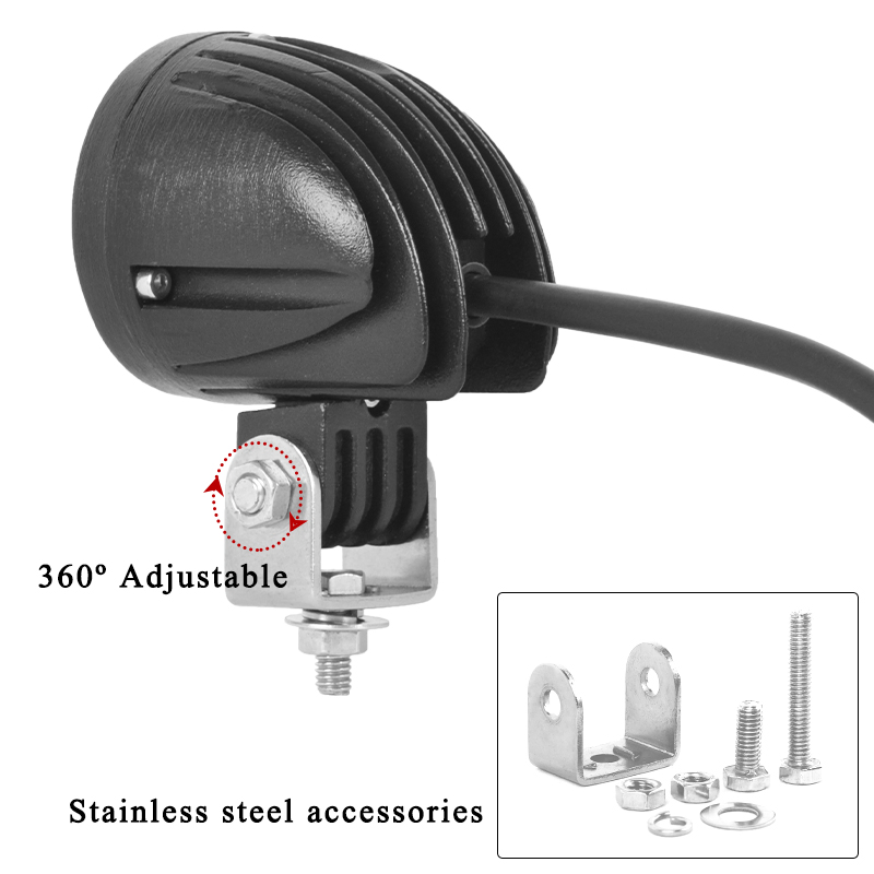 Motorcycle Parts 2inch 10W Round Small Front Spot Flood Driving LED Head Light, Car Electric Bike Bicycle Work Lighting Fog Lamp Factory Wholesale
