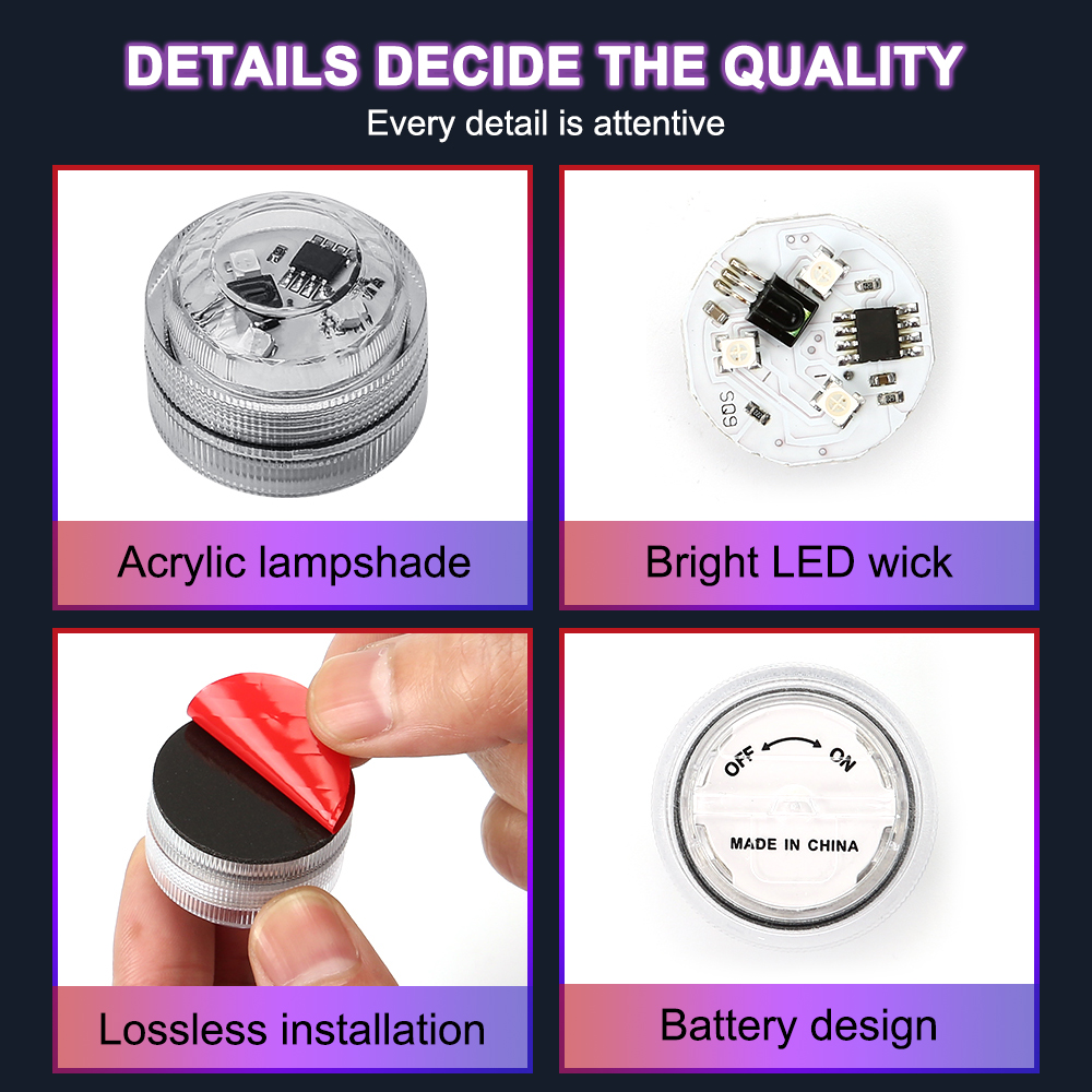 PEL Portable Mini Led Atmosphere Light Auto Wireless Ambient Lamp RGB Remote Control 12V Car Roof Bulb Car Interior Light