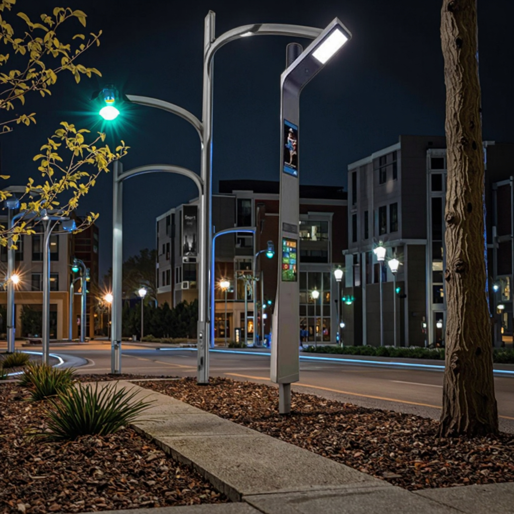 LED Lights Intelligent LED Smart Road Lighting Pole with WiFi EV Charging Station AC Power Supply IP65 Rating LED Lights