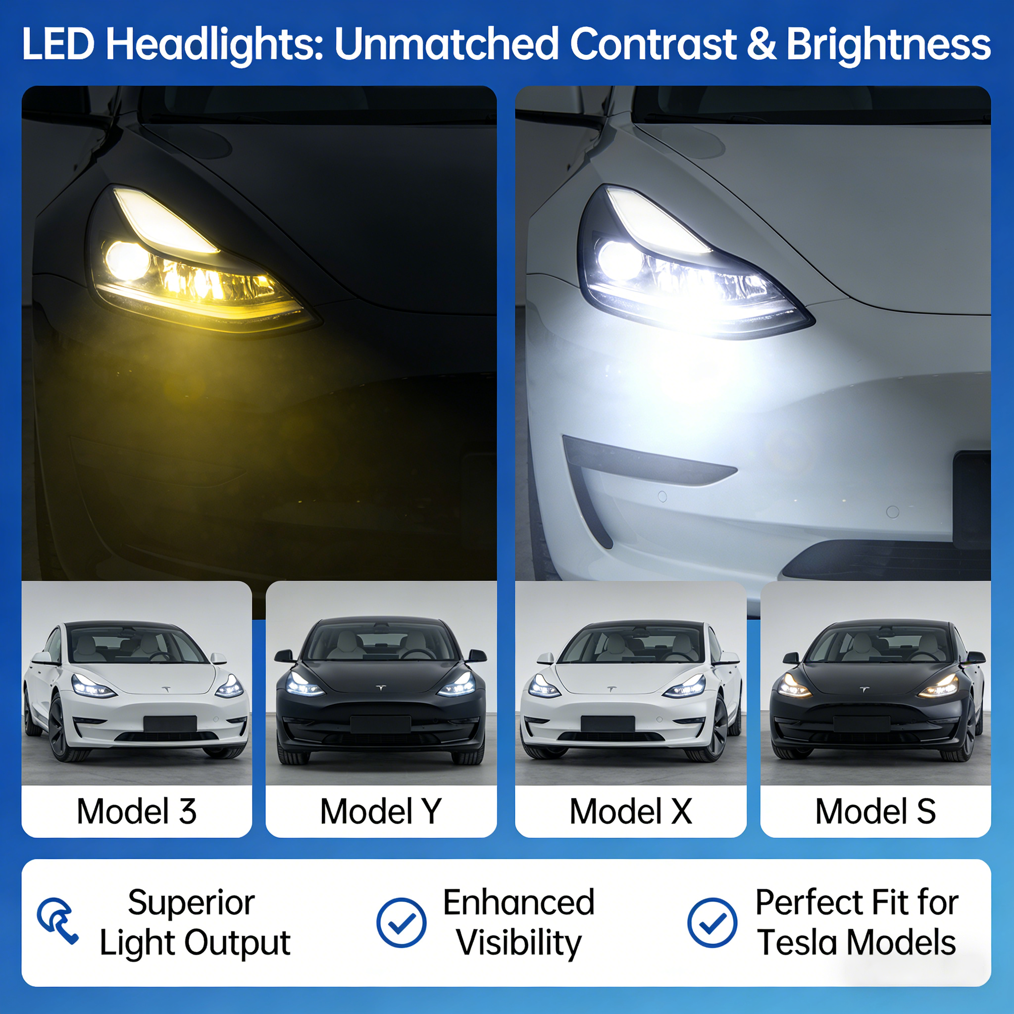 LinTech Factory Direct Sales New Heat Resistant EV Parts Accessories Headlamp 1514953-00-D For Model 3/Y Led Headlights