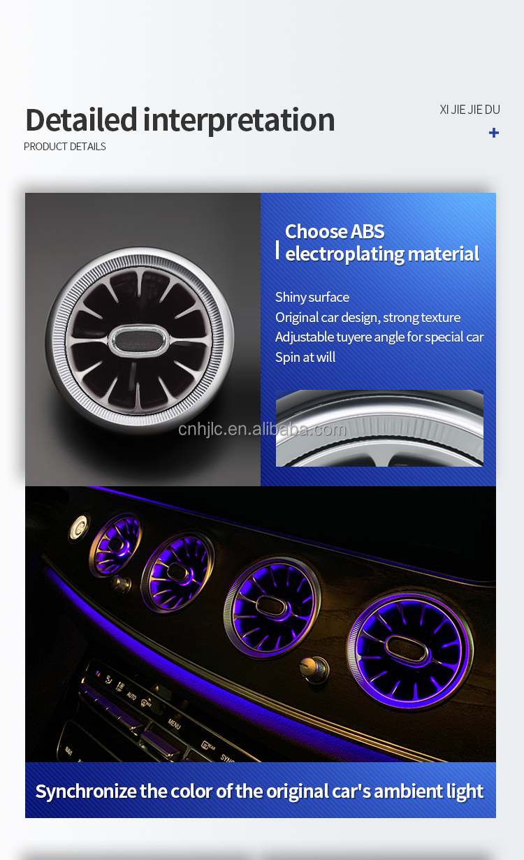 64 Colors Turbine Air Vent Air Outlet Multicolor Ambient Light for Mercedes-Benz E-class W213 E-coupe W238