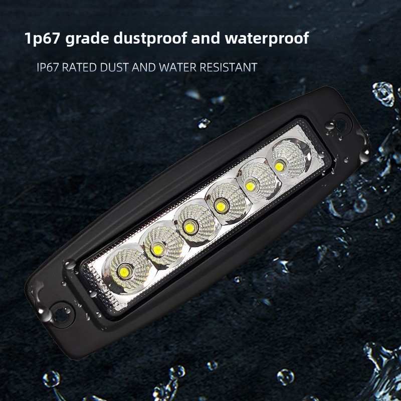 Cross-border Exclusive 18W 36V 2000 Lumens Embedded Car LED Work Light Long Strip Bumper Light Ears Off-road Vehicle