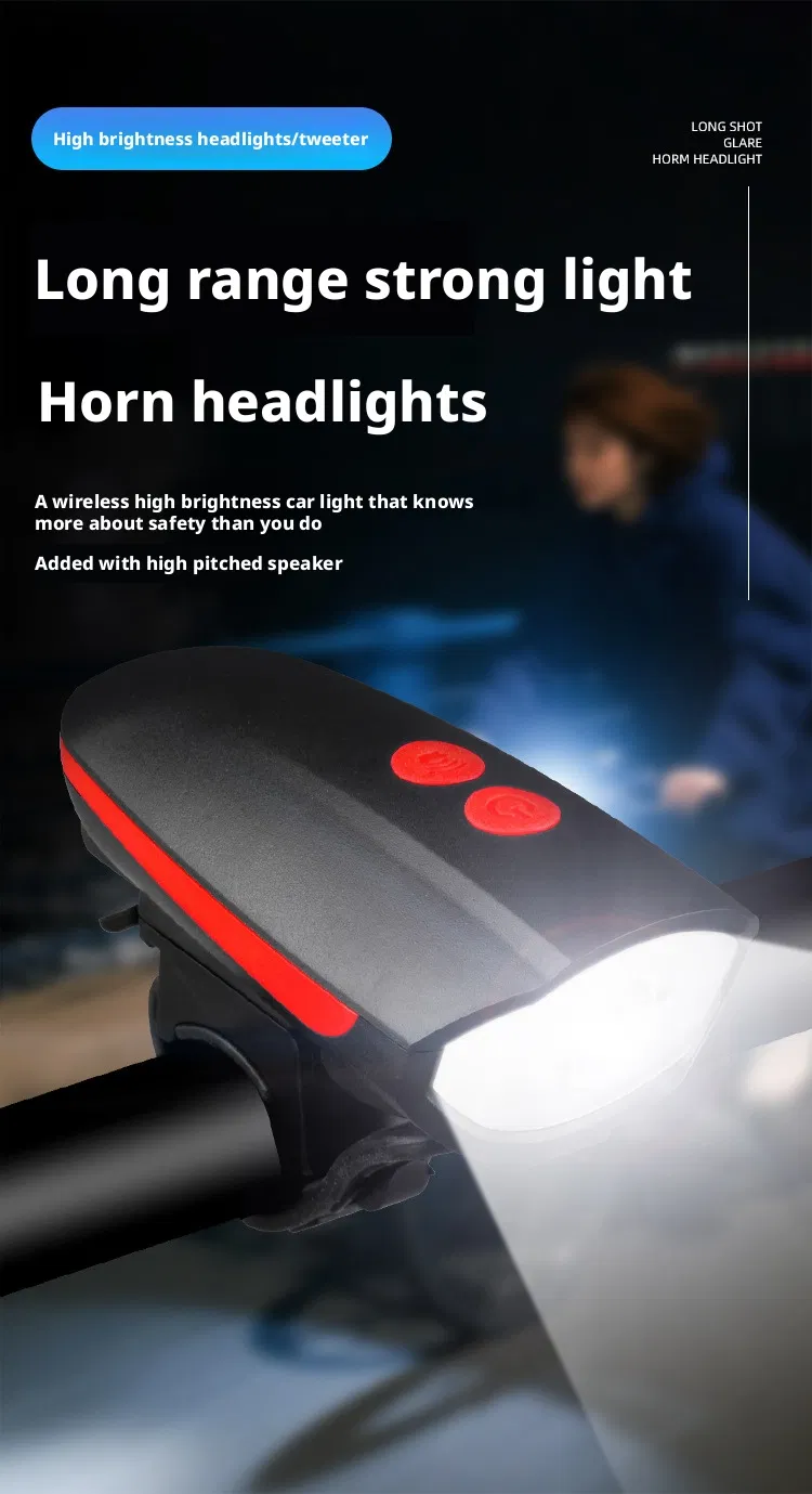Rechargeable Bike Light with Horn Set, Bicycle Front Light with Bell for Electric Scooter Kids, 2 Modes Sound Siren, 3 Lighting Mode