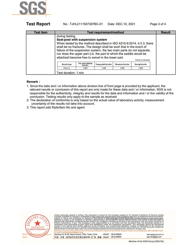 Test report certificate page 2