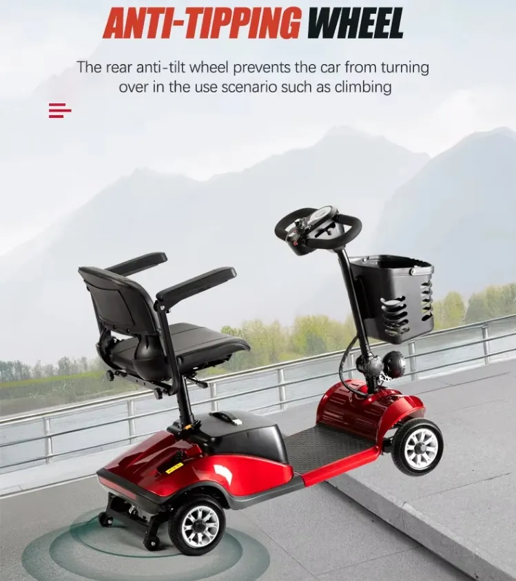 2026 Hot Selling Adult Lightweight Front LED Light 4 Wheel Folding Electric Mobility Scooter for Seniors Disabled