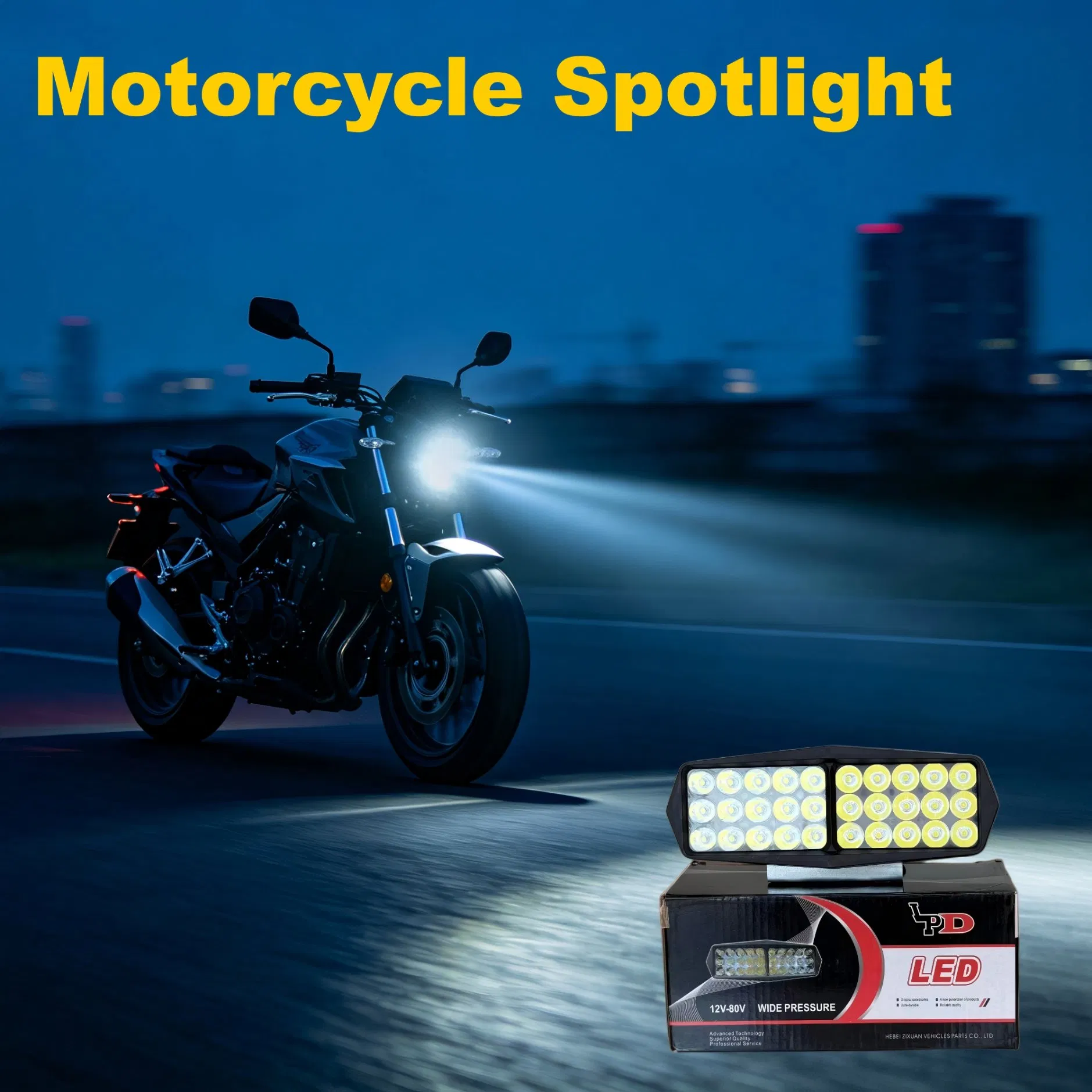 24 LED 12 V Universal Motorcycle Headlight Spotlight for Electric Bike Tricycle Super Bright 24LED Motorcycle Work Light Waterproof Auxiliary Driving Lamp