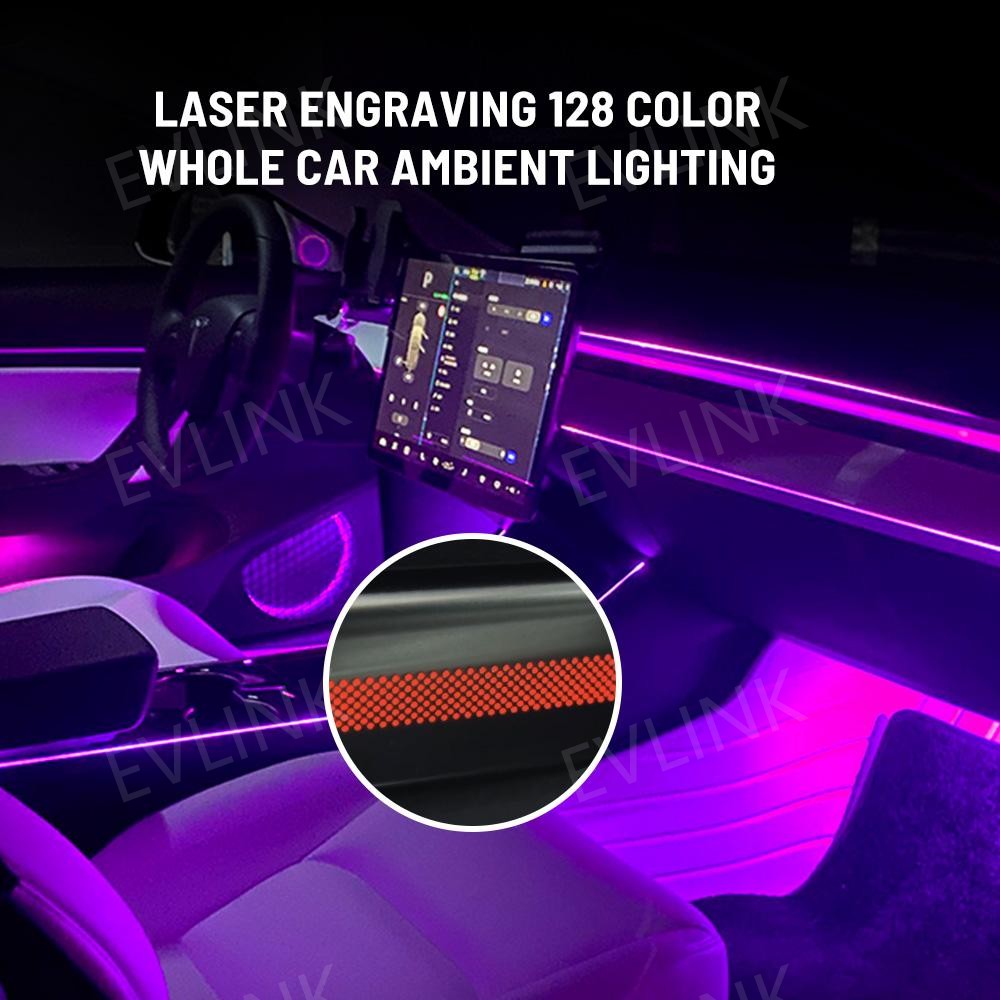 Hot Sale Led Ambient Light Car Tesla Atmosphere Lights Laser Engraving Style Ambient Light for Tesla Model Y 3