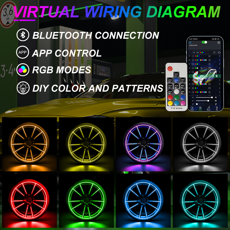 Universal RGB Waterproof Truck Light System APP Control Double Side Car Rim Wheel Lights Auto Exterior Lighting for Trucks