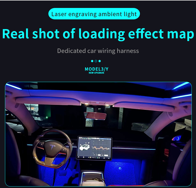 2022 Hot-selling Model Suitable for Tesla Car Interior Environment Laser Engraving Ambient Light