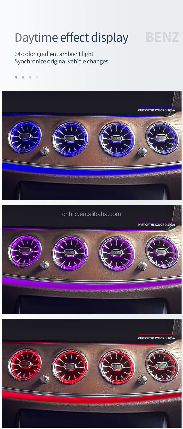 64 Colors Turbine Air Vent Air Outlet Multicolor Ambient Light for Mercedes-Benz E-class W213 E-coupe W238