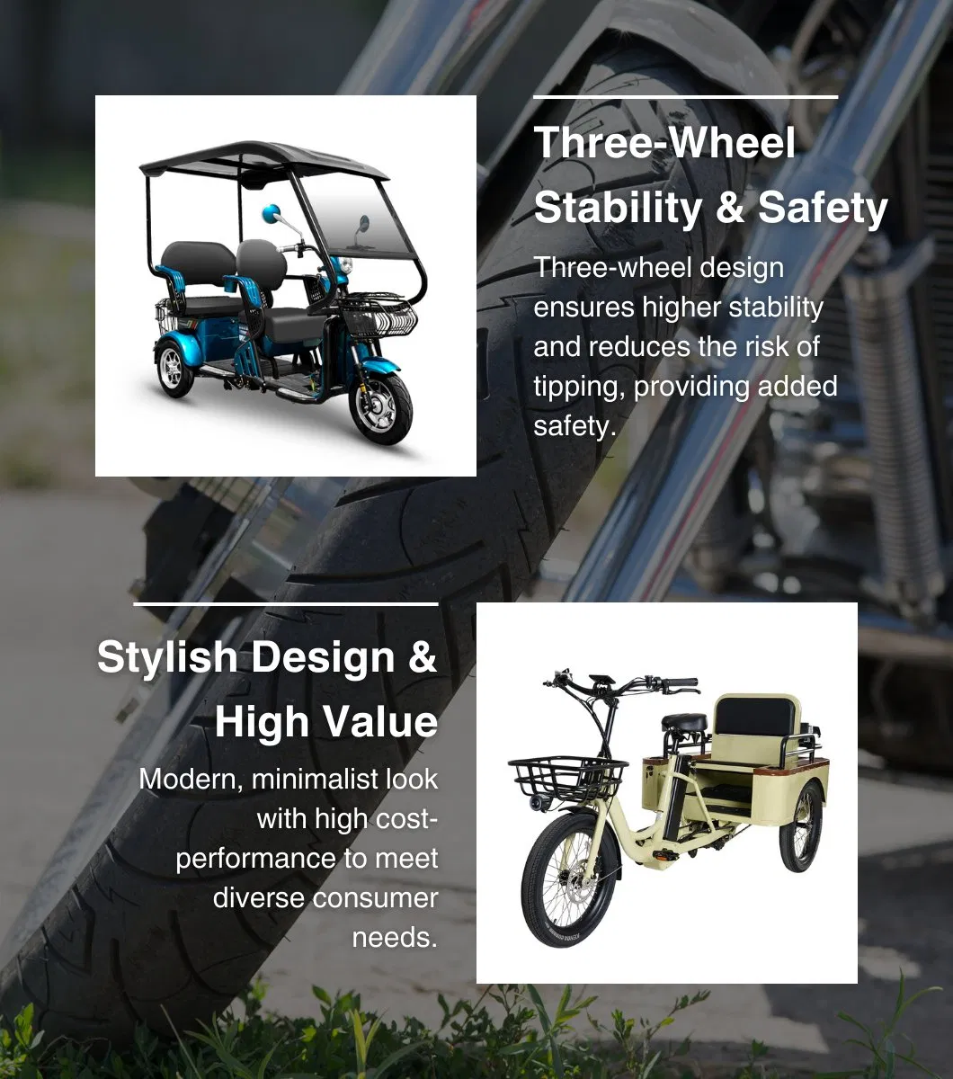 Cool 72V 3000W Cargo 3 Wheel EV Motorcycle Price