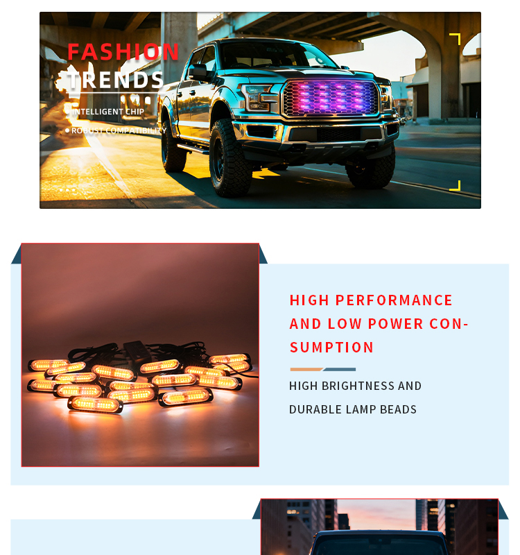 OEM Car Grille Light Wireless Remote Control Waterproof LED Daytime Running Light for Global Vehicle Models Customizable