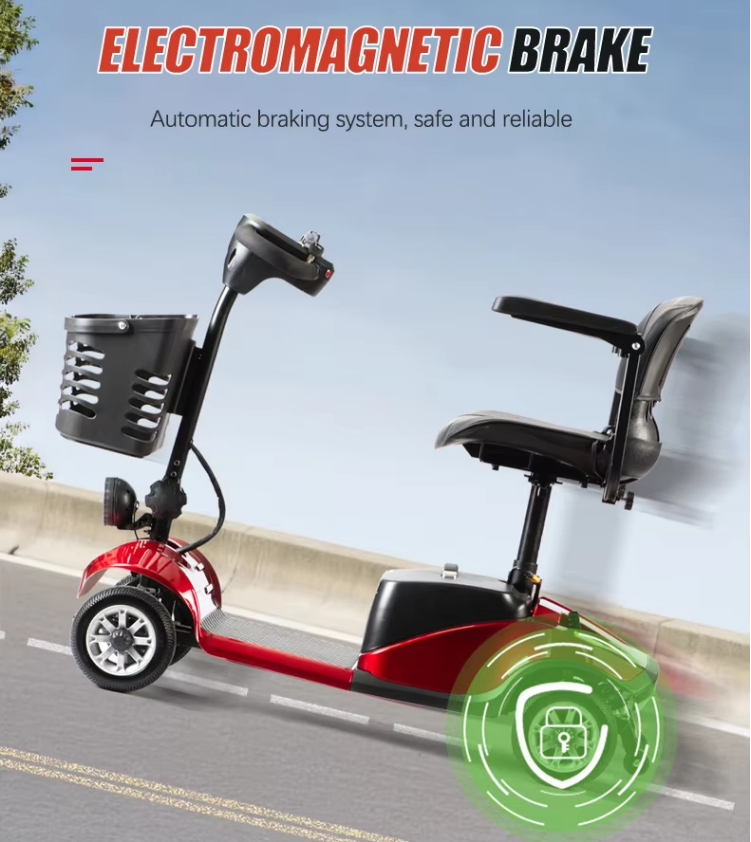 2026 Hot Selling Adult Lightweight Front LED Light 4 Wheel Folding Electric Mobility Scooter for Seniors Disabled