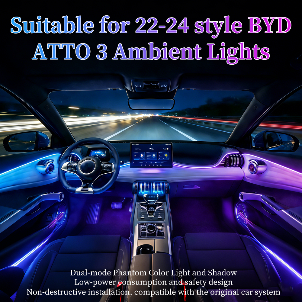 28 LED RGB 12V 10W Interior Ambient Light Kit for BYD ATTO3 2022-2024 | APP &amp; Voice Control | Non-Destructive Installation