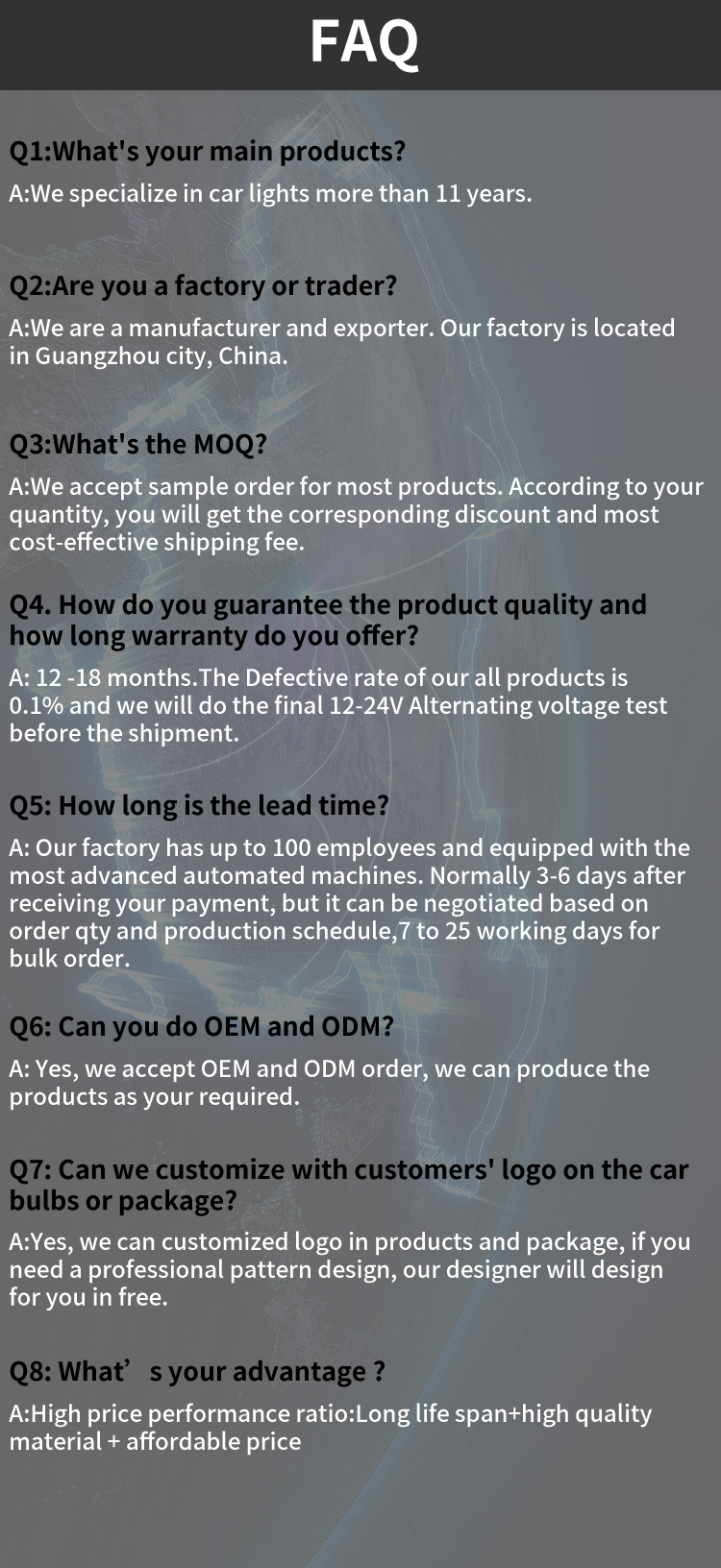 FAQ Reference Chart