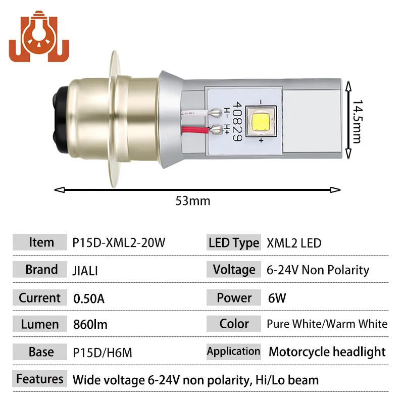 Super Bright 6-24V P15D H6m LED Headlight Bulbs for Atvs