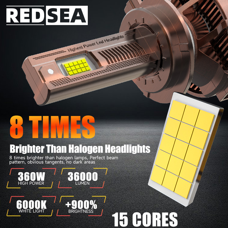 Redsea LED Headlights R39 360W 36000LM LED Lamp Luces LED Lights Car H3 H4 H7 H11 9004 9005 9006 9007 Auto LED Headlight Bulbs