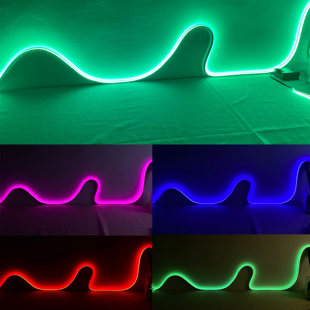 EV Charger Station Green Atmosphare Light 12V Waterproof High Temperature 105C Flexible Color Change RGB LED Strip Pipe Light