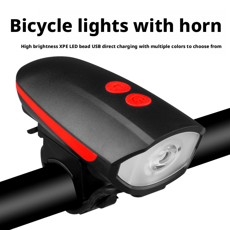 Rechargeable Bike Light with Horn Set, Bicycle Front Light with Bell for Electric Scooter Kids, 2 Modes Sound Siren, 3 Lighting Mode