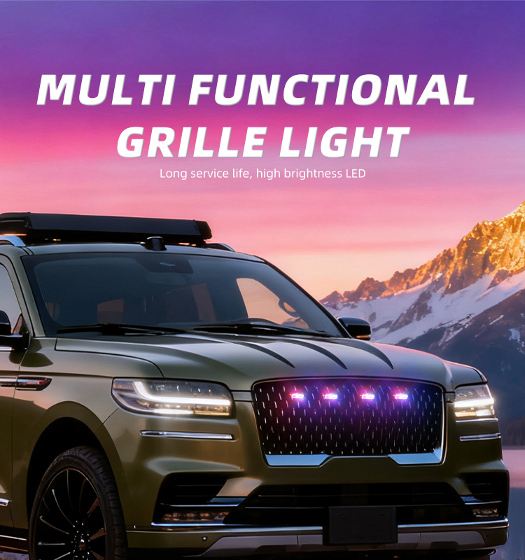 LED Net Light Universal Fit Wireless Remote Control LED Grille Light for Automotive Front Grill Waterproof Easy to Install